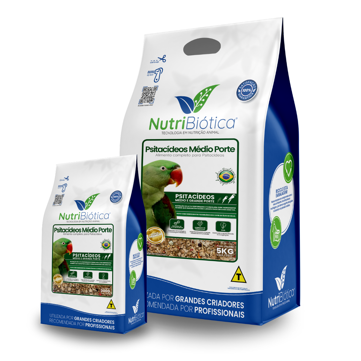 PSITACÍDEOS MÉDIO PORTE 300G - 5KG